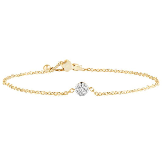 Image of Bracelets. Product name - 18cm Single Station Bracelet with 0.10tw of Diamonds in 9kt Yellow Gold in colour by brand - Bevilles