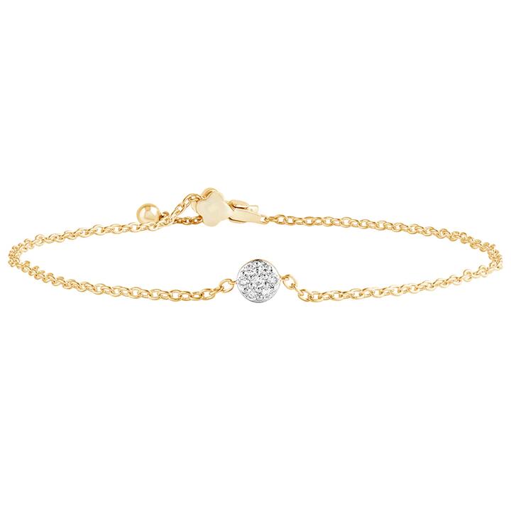 Image of Bracelets. Product name - 18cm Single Station Bracelet with 0.10tw of Diamonds in 9kt Yellow Gold in colour by brand - Bevilles