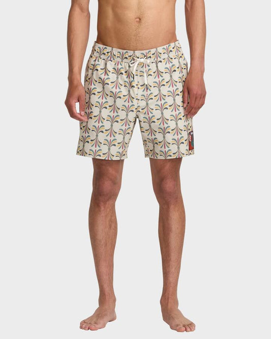 Image of Swimwear. Productname: RVCA - Mens La Eye Floral Elastic 17 Boardshorts - Light Khaki - in Light Khaki colour by brand - RVCA
