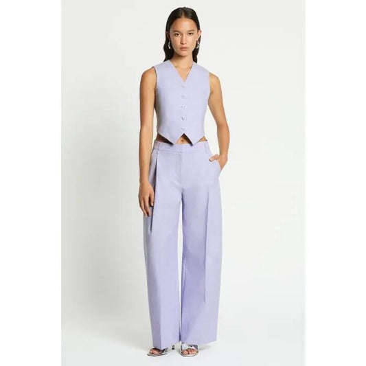 Image of a model wearing Pants. Productname: Paloma Pant in ICE LILAC colour by brand - sass and bide