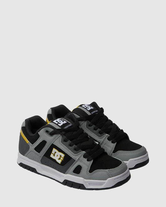 Image of Shoes. Productname: DC Shoes - Mens Stag Skate Shoes - Grey/Yellow - in Grey/Yellow colour by brand - DC Shoes