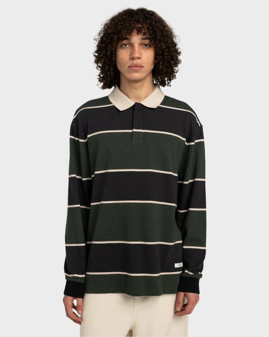 Image of a model wearing Tops. Productname: Element - Mens Splengler Long Sleeve Shirt - Deep Forest - in Deep Forest colour by brand - Element