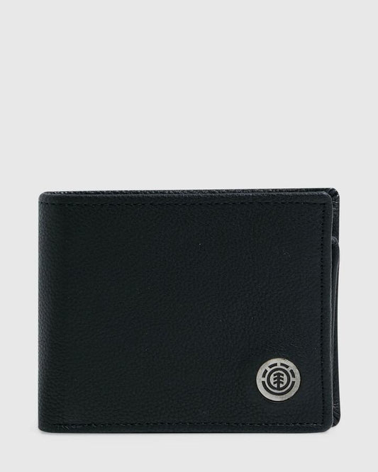 Image of Wallets & Money Clips. Product name - Element Mens Icon Leather Bi-Fold Wallet Flint Black in Flint Black colour by brand - Element