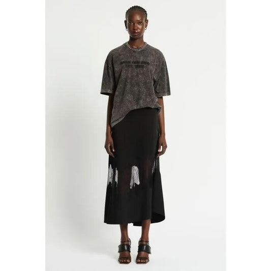 Image of a model wearing Skirts. Productname: Dalia Skirt in Black colour by brand - sass and bide