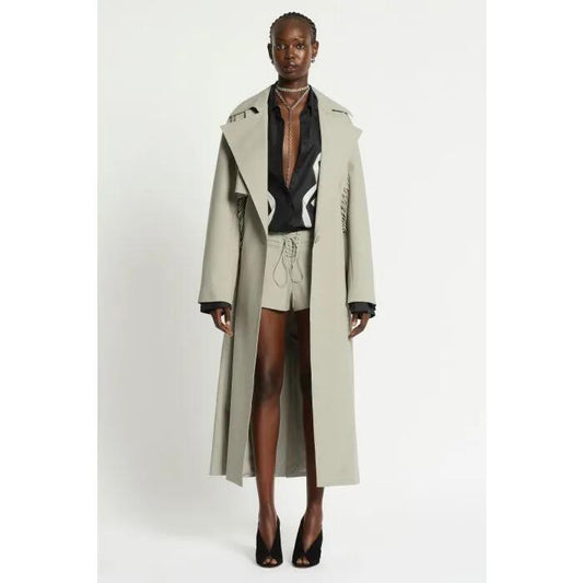 Image of a model wearing Shorts. Productname: Solide Short in PALE SILVER colour by brand - sass and bide