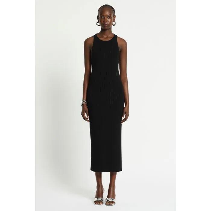 Image of a model wearing Dress. Productname: Aurora Knit Dress in Washed Black colour by brand - sass and bide