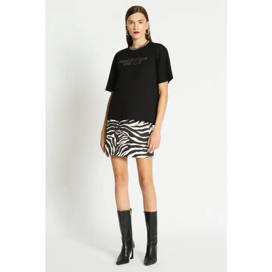 Image of a model wearing Tops. Productname: Vector Logo Tee in Black colour by brand - sass and bide