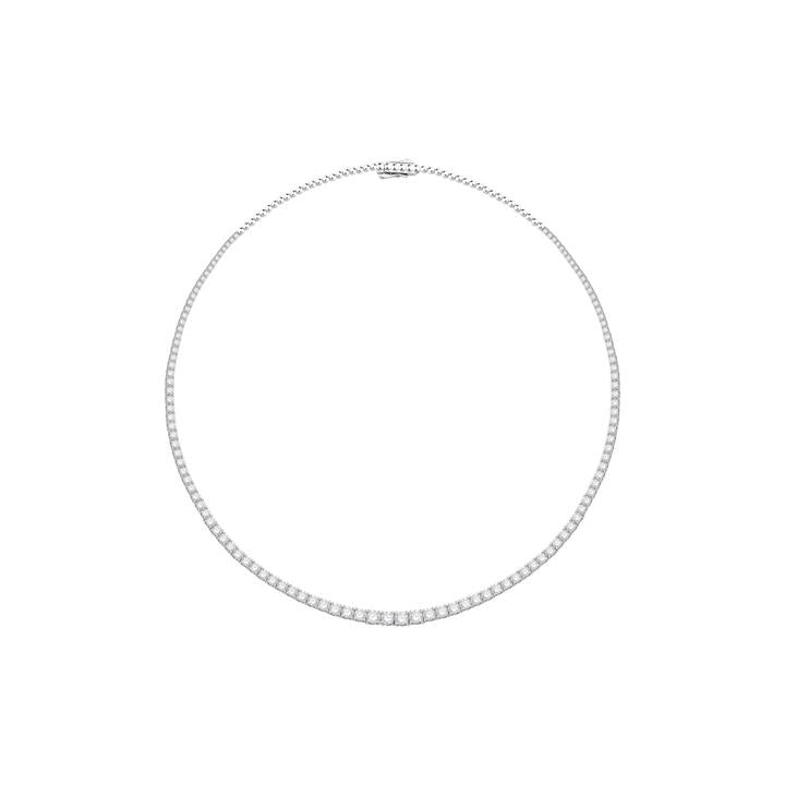 Image of Charms. Product name - 43cm Graduated Tennis Necklace with 8.00tw of Laboratory-Grown Diamonds in Sterling Silver and Platinum in colour by brand - Bevilles