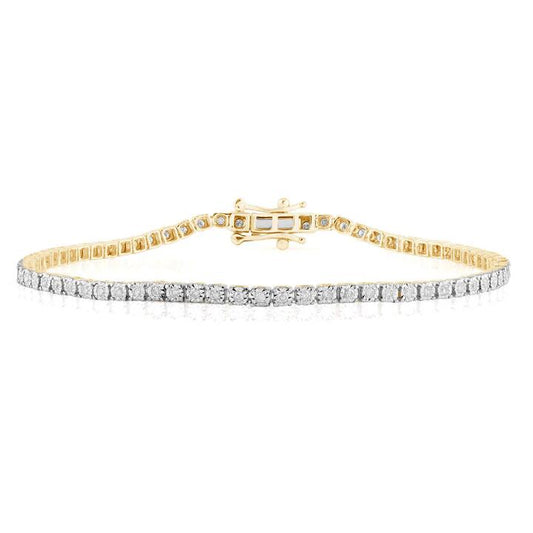 Image of Bracelets. Productname: Tennis Bracelet with 1/2ct of Diamonds in 9kt Yellow Gold in Diamond colour by brand - Bevilles