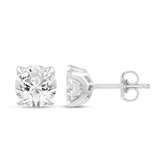 Image of Earrings. Productname: Solitaire Stud Earrings with 1.50tw of Laboratory-Grown Diamonds in 9kt White Gold in colour by brand - Bevilles