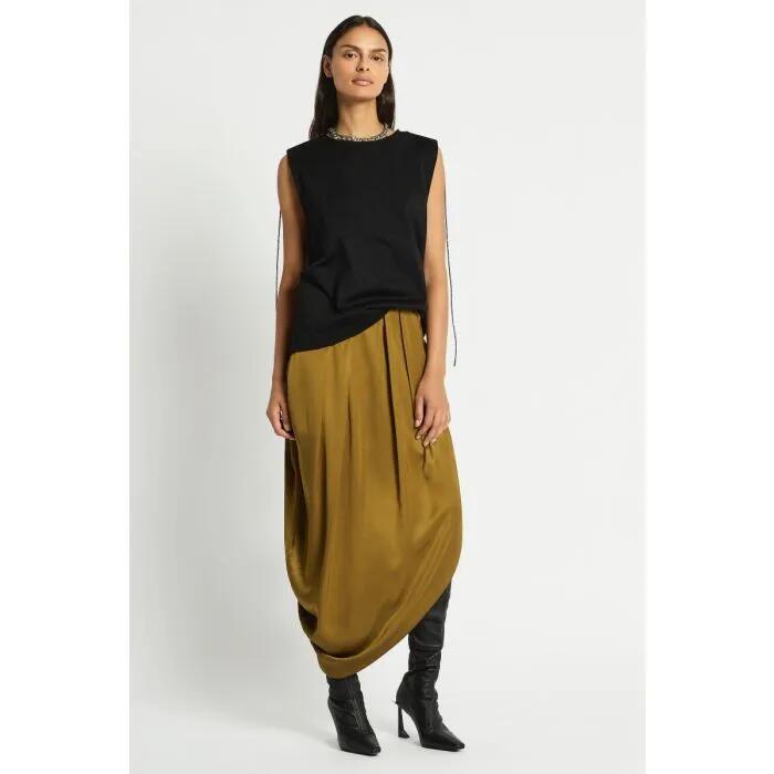 Image of a model wearing Tops. Productname: Ballo Tank in Black colour by brand - sass and bide