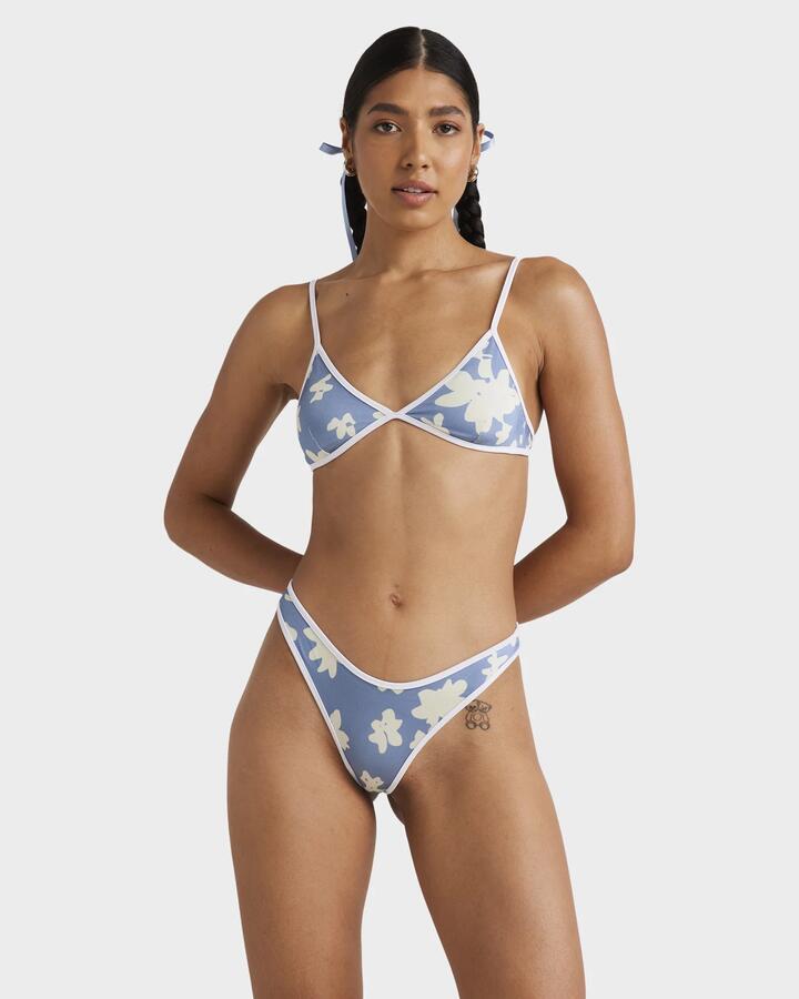 Image of Swimwear. Product name - RVCA Womens Fleur Fixed Tri Bikini Top Coronet Blue in Coronet Blue colour by brand - RVCA