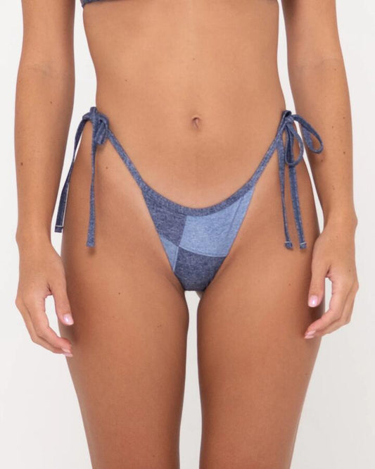 Image of Swimwear. Product name - Rusty Womens Britney Brazilian Side-Tie Bikini Bottom Navy in Navy colour by brand - Rusty