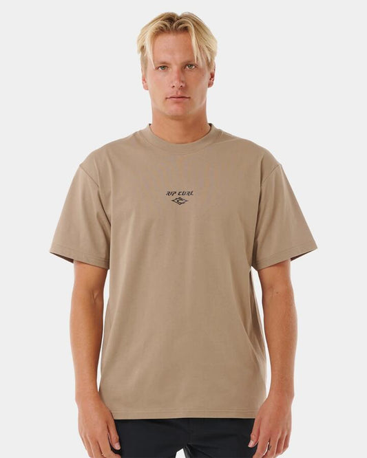 Image of T-Shirts. Product name - Rip Curl Mens Vaporcool Diamond T-Shirt Sand Dune in Sand Dune colour by brand - Rip Curl