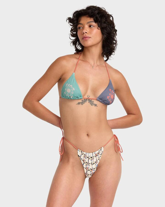 Image of Swimwear. Product name - RVCA Womens Lauryn Halter Tri Bikini Top Multi in Multi colour by brand - RVCA