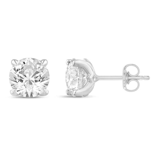 Image of Earrings. Productname: Solitaire Stud Earrings with 2.00tw of Laboratory-Grown Diamonds in 9kt White Gold in colour by brand - Bevilles