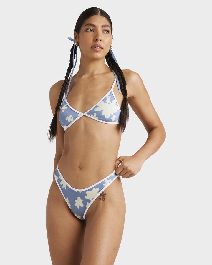 Image of Swimwear. Product name - RVCA Womens Fleur Medium French Bikini Bottom Coronet Blue in Coronet Blue colour by brand - RVCA