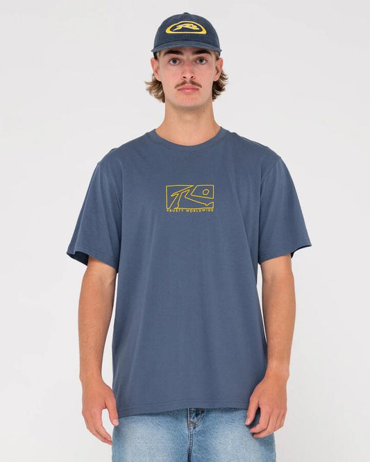 Image of T-Shirts. Product name - Rusty Mens Boxed Out Centre Front T-Shirt China Blue in China Blue colour by brand - Rusty