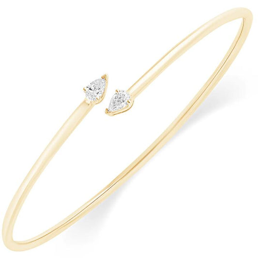 Image of Jewelry. Product name - 60mm Pear Cut Bangle With 0.30tw of Laboratory-Grown Diamonds in 9kt Yellow Gold in colour by brand - Bevilles