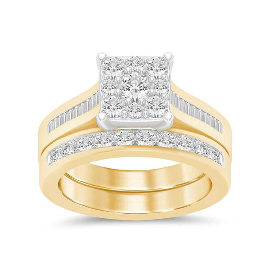 Image of Jewelry. Productname: 2 Channel Ring Set with 0.80ct of Diamonds in 9kt Yellow Gold in Diamond colour by brand - Bevilles