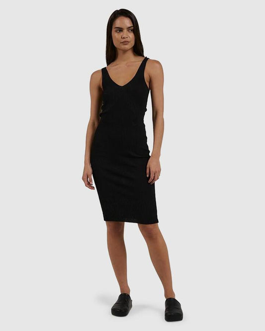 Image of Dresses. Productname: Thrills - Womens Silvia Knit Midi Dress - Black - in Black colour by brand - Thrills