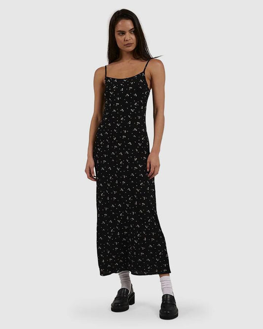Image of Dresses. Productname: Thrills Womens Nightshade Bias Midi Dress Black - in Black colour by brand - Thrills