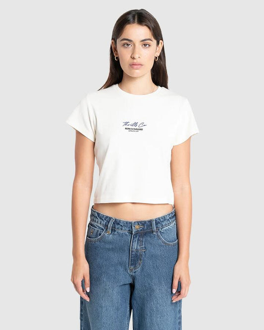 Image of T-Shirts. Product name - Thrills Womens Signature Mini T-Shirt Heritage White in Heritage White colour by brand - Thrills