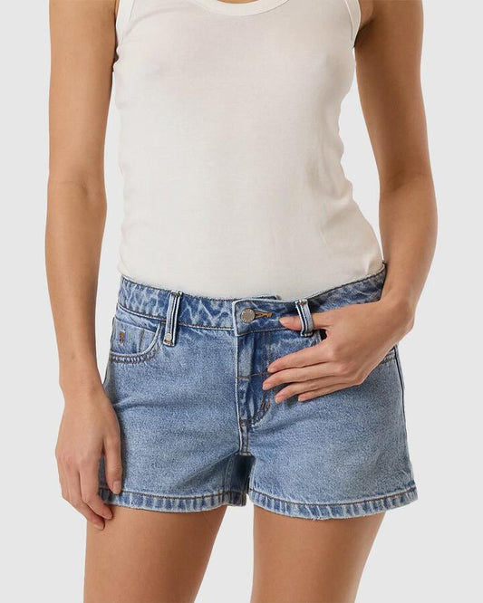 Image of a model wearing Shorts. Productname: Thrills - Womens Daria Short - Tempest Blue - in Tempest Blue colour by brand - Thrills