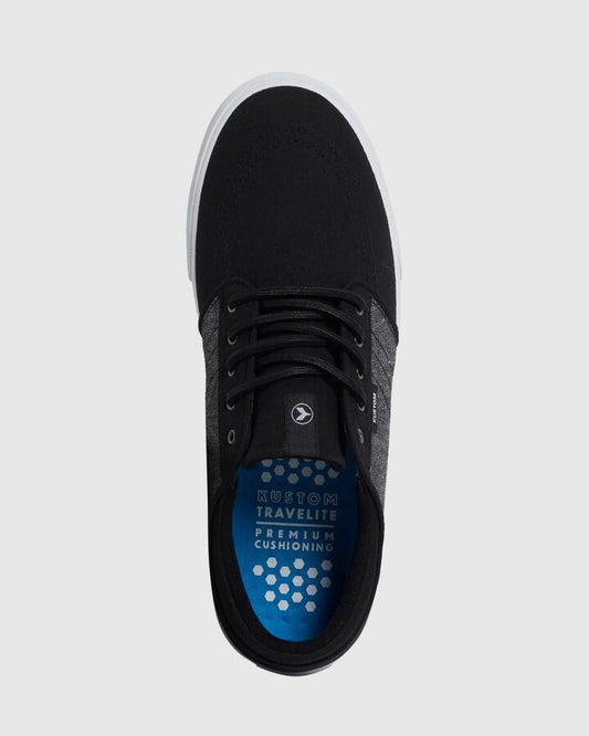 Image of Sneakers. Product name - Kustom Mens Remark 2 Sneakers Black Slub in Black Slub colour by brand - Kustom