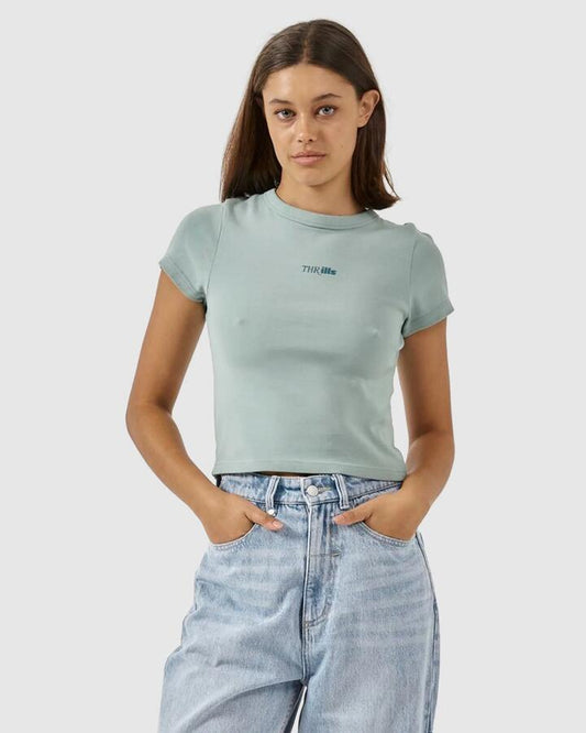 Image of T-Shirts. Productname: Thrills Womens Two Minds Y2K T-Shirt Jadeite - in Jadeite colour by brand - Thrills