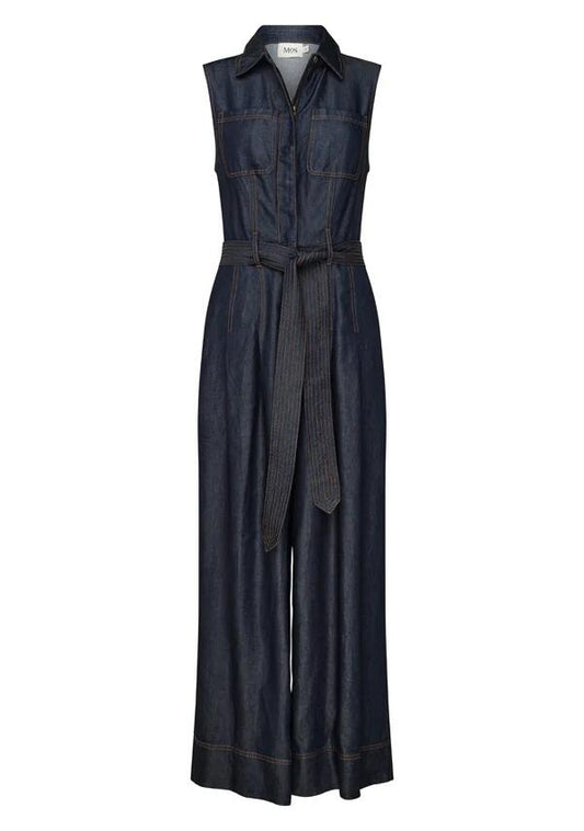 Image of a model wearing Denim. Productname: Cleo Denim Jumpsuit in Indigo colour by brand - MOS The Label