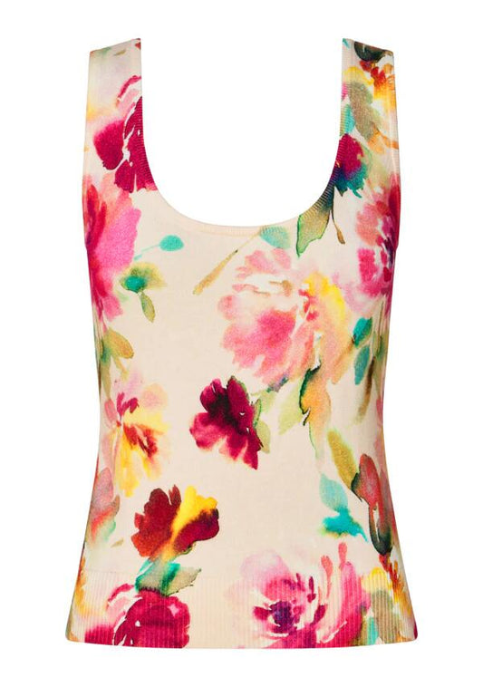 Image of a model wearing Tops. Productname: Stella Knit Tank Top in Stella Print colour by brand - MOS The Label