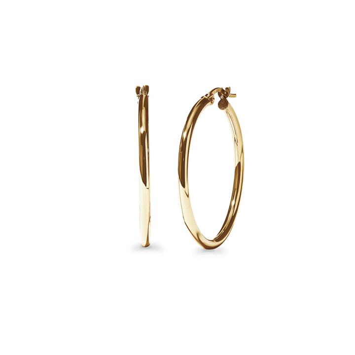 Image of Earrings. Productname: 25mm Thin Round Hoop Earrings in 9kt Yellow Gold in Gold colour by brand - Bevilles
