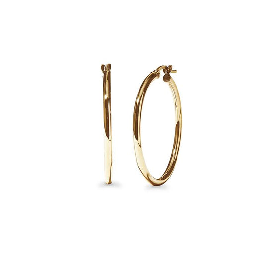 Image of Earrings. Productname: 25mm Thin Round Hoop Earrings in 9kt Yellow Gold in Gold colour by brand - Bevilles