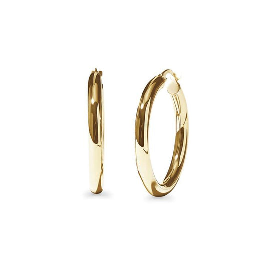 Image of Earrings. Productname: 20mm Round Hoop Earrings in 9kt Yellow Gold in Gold colour by brand - Bevilles