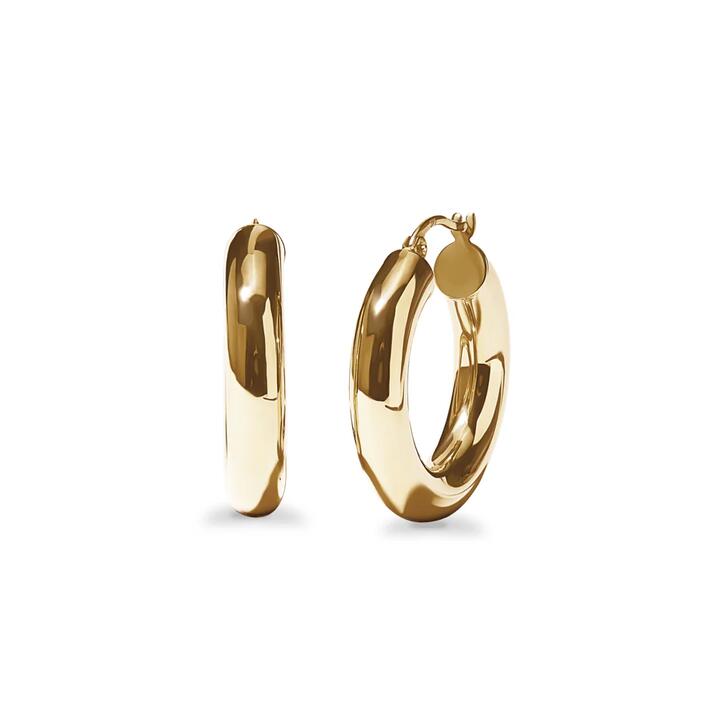 Image of Earrings. Productname: 15mm Round Hoop Earrings in 9kt Yellow Gold in Gold colour by brand - Bevilles
