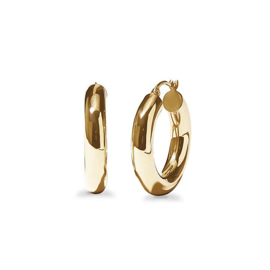 Image of Earrings. Product name - 15mm Round Hoop Earrings in 9kt Yellow Gold in colour by brand - Bevilles