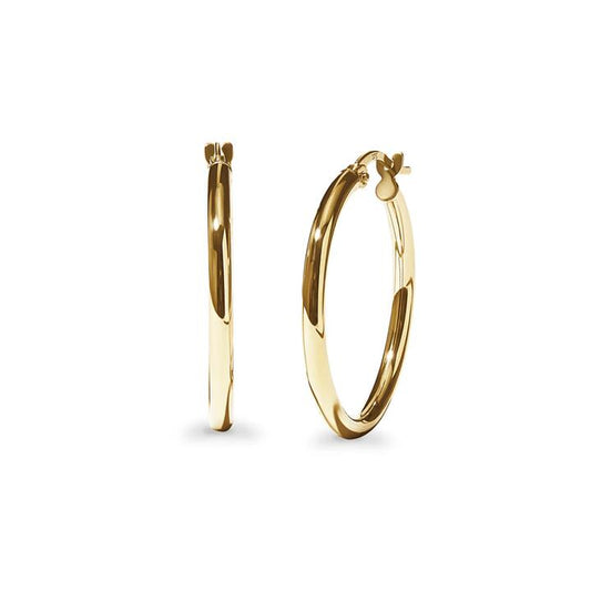 Image of Earrings. Productname: 20mm Thin Round Hoop Earrings in 9kt Yellow Gold in colour by brand - Bevilles