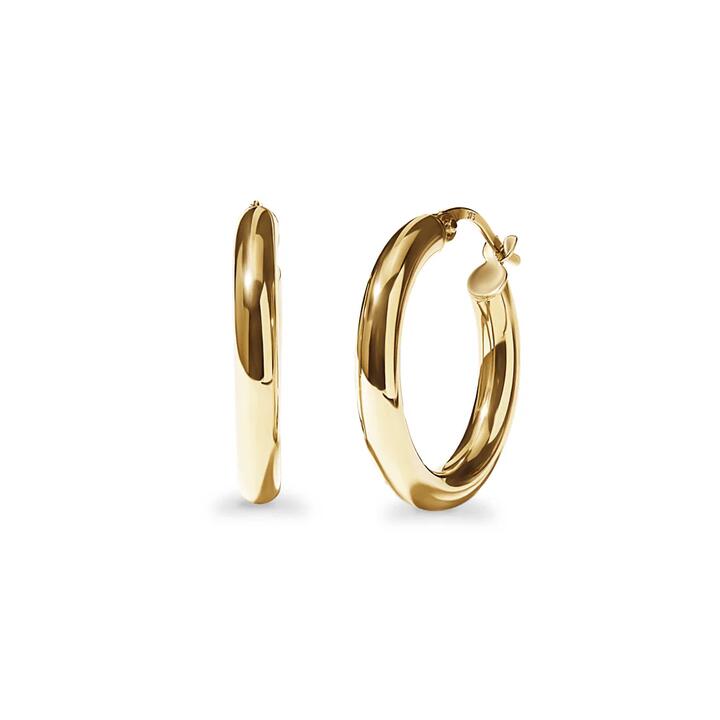 Image of Earrings. Productname: 15mm Round Hoop Earrings in 9kt Yellow Gold in colour by brand - Bevilles