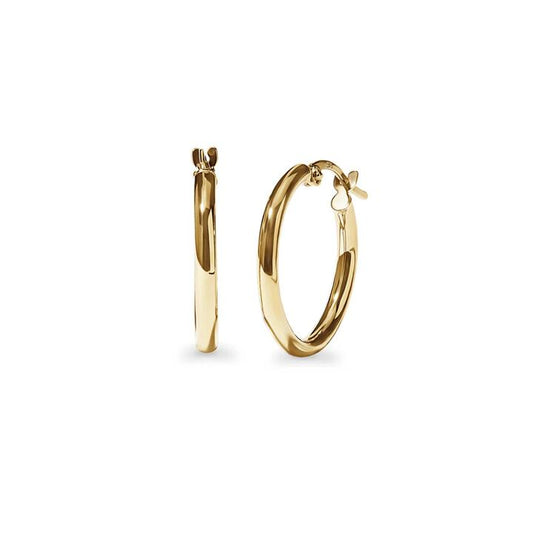 Image of Earrings. Productname: 15mm Thin Round Hoop Earrings in 9kt Yellow Gold in Gold colour by brand - Bevilles
