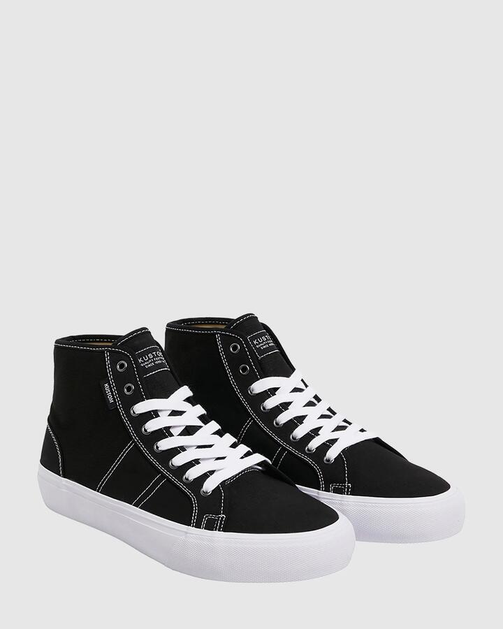 Image of Sneakers. Product name - Kustom Mens World-Wide Hi Sneakers Black White in Black White colour by brand - Kustom