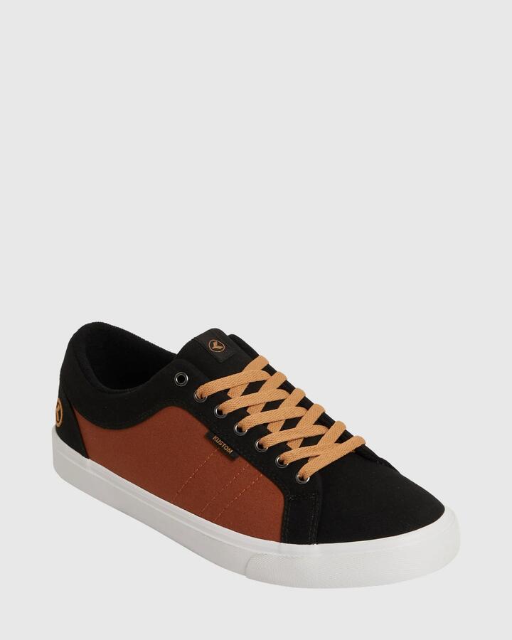 Image of Sneakers. Product name - Kustom Mens Finetime Classic Sneakers Black/Brown in Black/Brown colour by brand - Kustom