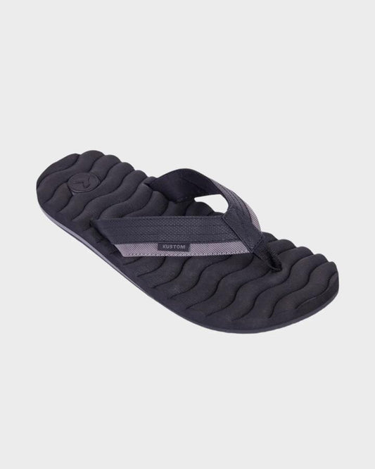 Image of Sandals. Product name - Kustom Mens Hummer Iii Thongs Black Stripe in Black Stripe colour by brand - Kustom