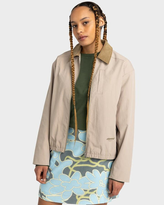 Image of a model wearing Outerwear. Productname: Element Womens Stand Casual Jacket Aluminum - in Aluminum colour by brand - Element