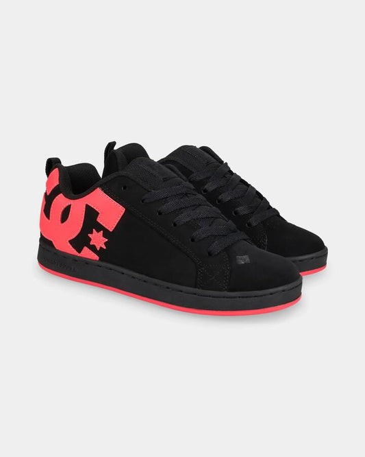 Image of Shoes. Product name - DC Shoes Womens Court Graffik Skate Shoes Black/Hot Pink in Black/Hot Pink colour by brand - DC Shoes