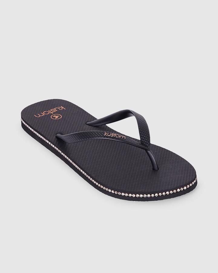 Image of Sandals. Productname: Kustom Womens Classic Diamant Thongs Rose Gold - in Rose Gold colour by brand - Kustom