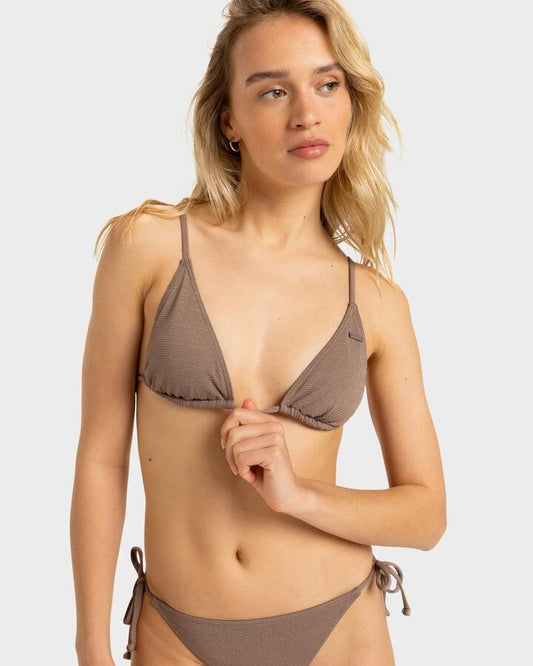 Image of Swimwear. Productname: Roxy Womens Lasca Tiki Tri Bikini Top Deep Taupe - in Deep Taupe colour by brand - Roxy