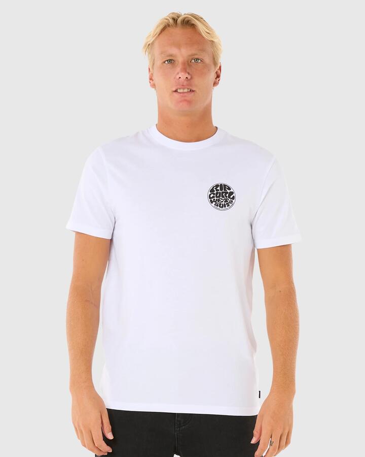 Image of T-Shirts. Product name - Rip Curl Mens Wettie Icon T-Shirt Optical White in Optical White colour by brand - Rip Curl