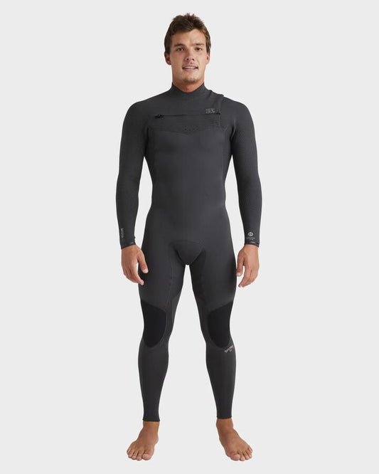Image of Accessories. Product name - Billabong Mens 3/2Mm Revolution Natural Chest Zip Steamer Wetsuit Graphite in Graphite colour by brand - Billabong