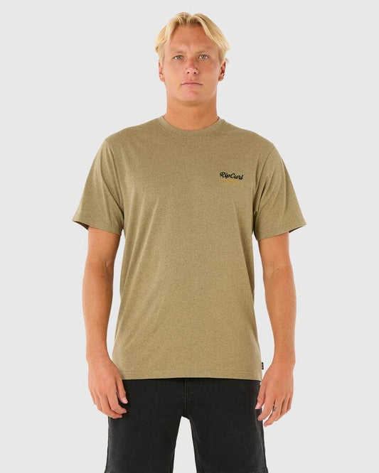 Image of T-Shirts. Product name - Rip Curl Mens Easy Embroid T-Shirt Washed Moss in Washed Moss colour by brand - Rip Curl